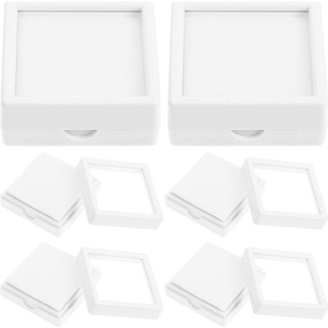 12-Piece Square White Jewelry Box for Precious Stones and Jewelry Storage with Clear Glass Lid and Sponge Interior for Home Use (1/5)