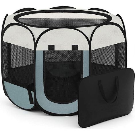 Parc à jeux portable pour chiens et chats, cage de transport pliable pour petits animaux, utilisable à l'intérieur comme à l'extérieur, avec housse de transport. (1/5)