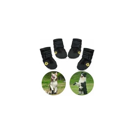 Lot de 4 bottes de protection étanches pour chien, noir, tailles moyenne et grande – (1/4)