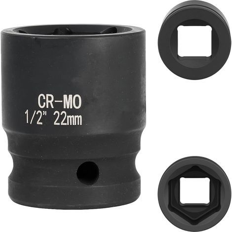 x 22mm 1/2" 6-Point Socket, Cr-Mo Steel, for Impact Wrench, Bicycle and Lock (1/5)