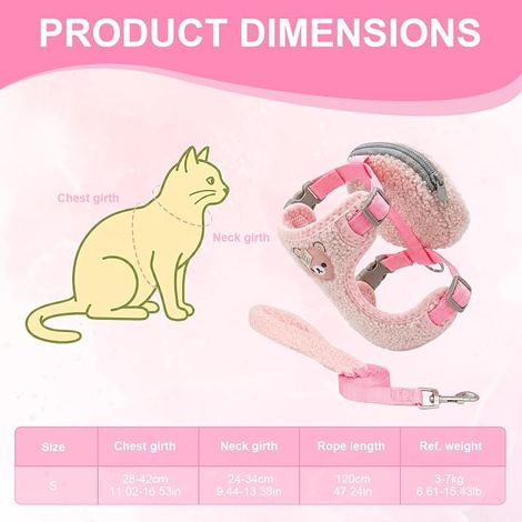 Harnais Chiot, Harnais Chien, Harnais Chat réglable Harnais Animal avec Petit Sac à Dos, Harnais Chat Anti-échappement Laisse de Promenade adapté Teddy Bichon Sortie extérieure Taille S (1/4)