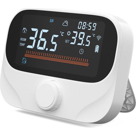 Thermostat Chaudière Connecté WiTH3+WIFI RF, Contrôle à Distance WiFi & RF, Compatible Amazon Alexa/Google Assistant/Xiaodu, Tension 90240V, Dimensions 86×118×24mm, Plage de Mesure 5-50℃, Régulateur T