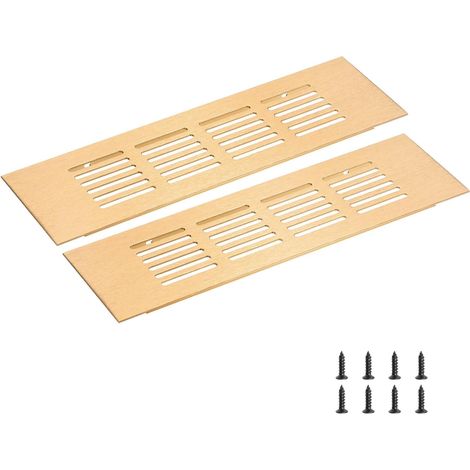 Grille de Ventilation Rectangulaire, Grille D’Aération en Alliage D’Aluminium Couverture D’Aération à Lamelles avec Vis de Fixation (200X60mm/8"X2", Ton Or) (1/5)