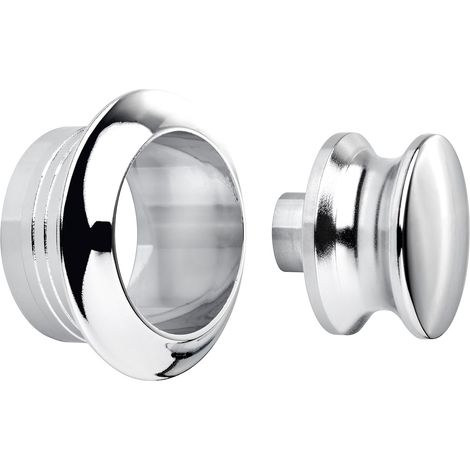 Aufschraubschloss Möbelschloss Türschschloss Caravan-Schloss Knopfset Midi 16 mm Chrom poliert