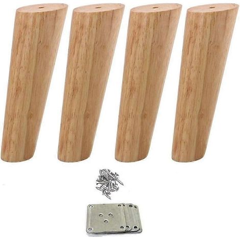 Quatre pieds de meubles en bois, pieds de canapé fuselés, pieds de meubles en bois massif, 6 cm. (1/5)