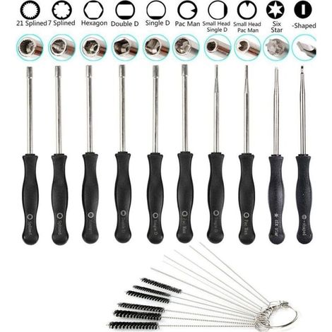 Kit de clé de réglage de carburateur Débroussailleuse et tronçonneuse,lot de 10 Outil de réglage de carburateur avec brosse de nettoyage Aiguille de carburateur (1/5)