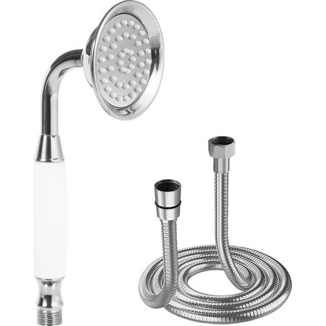 Classic gold high-pressure shower head, traditional telephone style, handheld shower head, water-saving shower head and 1.5M hose, silver