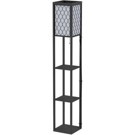 Étagère pour lampadaire, 26L x 26L x 160H cm, en panneau de fibres de moyenne densité de grade 4 avec motif nid d'abeille noir (1/5)
