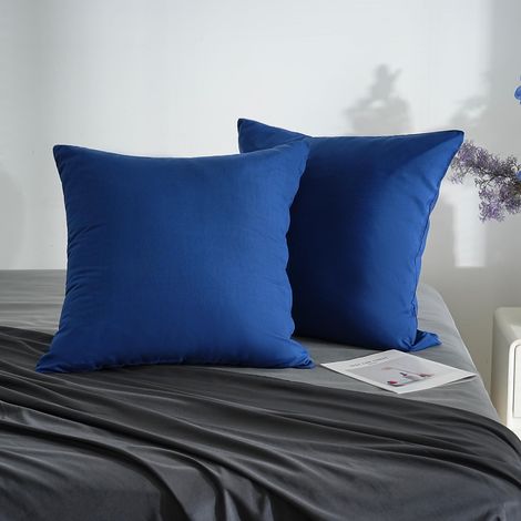 18 Couleurs Lot 2 Taie d'oreiller 65x65 cm Bleu Housse Oreiller Coussin pour Canapé Lit Fermeture Éclair Anti-Acariens Hypoallergénique Protège Oreiller Zip Microfibre (1/5)