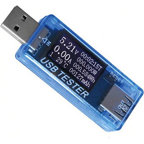 USB-Tester Strom Spannung Kapazität Zeitmessung Leistung Wh Temperaturanzeige USB-Voltmeter Blau (1/5)
