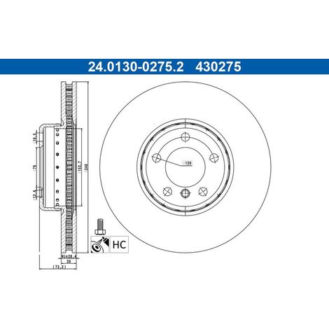 Lot de 2 Disques de frein ATE 24.0130-0275.2 BMW 34 11 6 792 223
