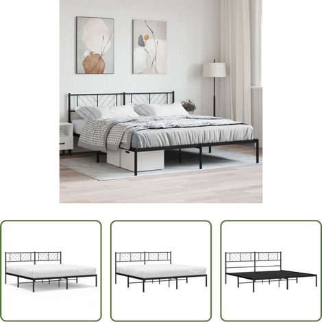 vidaXL Metallbett -  Bettgestell mit Kopfteil Metall Schwarz 200x200 cm (1/5)