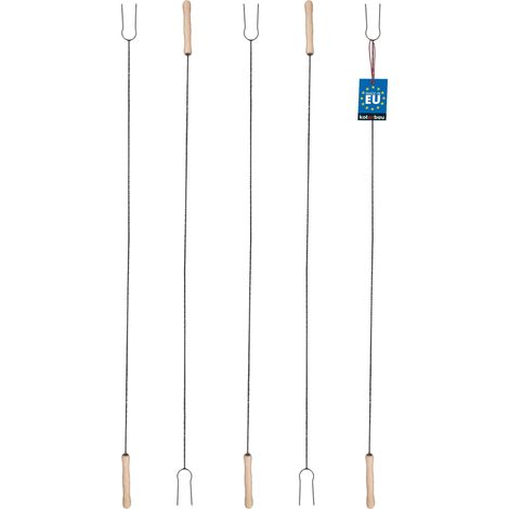 KOTARBAU® Brochettes Pour Barbecue - Acier et Bois - 130 cm - Argent Et Bois - Fourchette Barbecue - Longue - Piques Avec Manche En Bois - Brochettes Réutilisables (1/5)