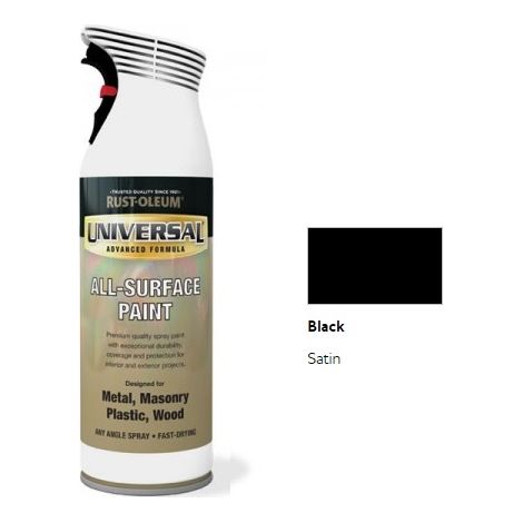 Rust-Oleum Universal All Surface Spray Paint - Satin - Black - 400ml