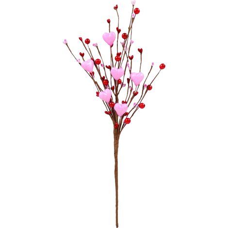 Künstlicher herzförmiger Beerenstiel, 40 cm lang, ideal als Weihnachtsgeschenk und zur Dekoration. (1/3)