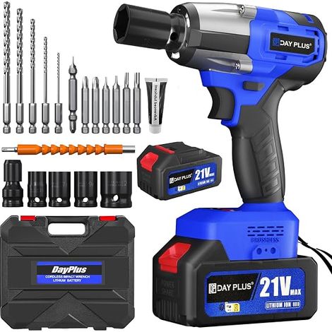Visseuse à chocs 18 V 420 nm, Clé à chocs sans fil carré 1/2" Pistolet à écrou à cliquet électrique 4 douilles + ÉTUI + 2 li-ion batteries (1/5)