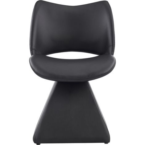 Fauteuil pivotant noir en similicuir, dossier haut moderne pour salle à manger et bureau (1/5)
