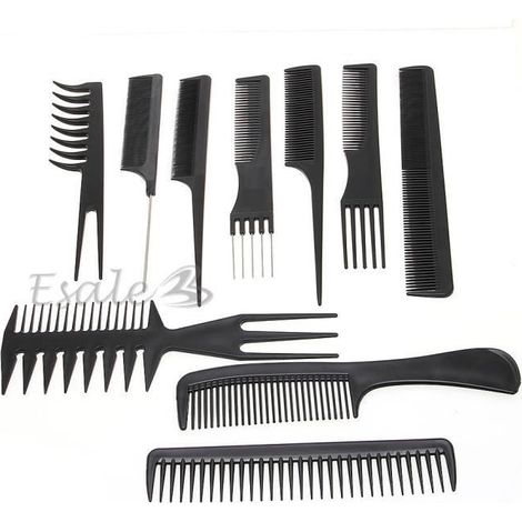 Set de 10 peignes plastiques - Noir - Antistatique (1/3)