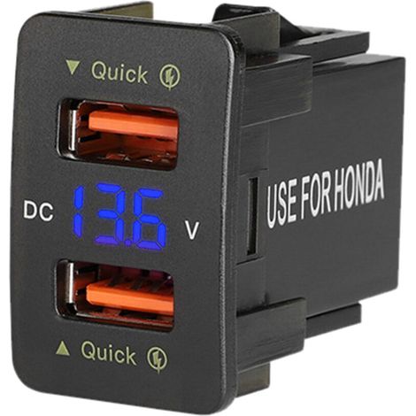 Caricabatterie da auto rapido a doppia porta USB QC3.0 da 36 W con caricabatterie per cellulari impermeabile a tensione blu