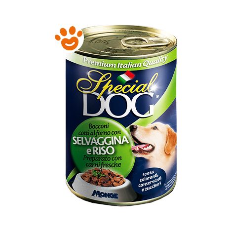 Monge Special Dog Adult Bocconi Selvaggina e Riso - Monge Special Dog Adult Bocconi Selvaggina e Riso - Lattina Da 400 Gr