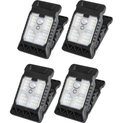Lot de 4 lampes solaires avec détecteur de mouvement et design résistant aux intempéries pour éclairage extérieur de sécurité sur balustrades, clôtures, campings et cours