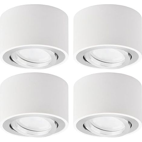 Spot LED en Saillie Orientable Ø80x50mm Plafonnier Ronde Blanc Luminaire Apparent Downlight 5W Module 400LM 3000K Blanc Chaud (1/5)