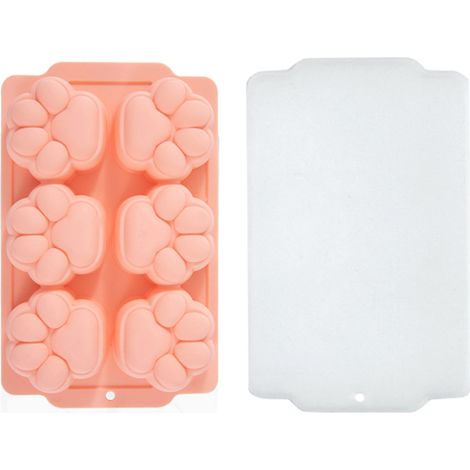 Moule alimentaire patte mignon chat forme silicone souple glaçon de cuisine four réfrigérateur couleur pêche (1/5)