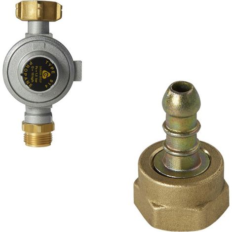 Favex – Détendeur gaz haute pression propane 10kg/h – Pression d'alimentation 2-19.3 bar – Sortie tétine – Écrou bouteille (1/2)