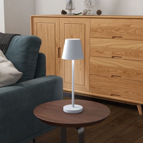 Lampe de table Ø11.2x36,5 cm Gris de nuit sans fil avec lumières LED de rechargeable USB-C 3 couleurs