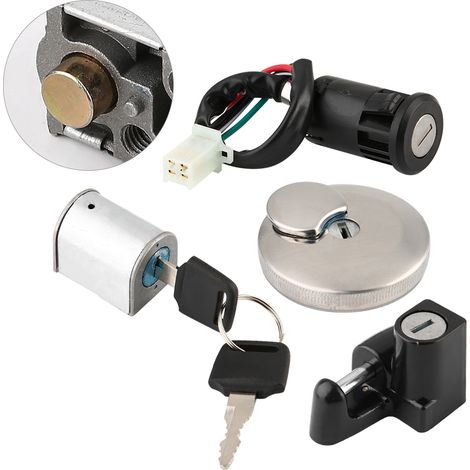 Verrouillage Allumage Antivol Réservoir Carburant Casque Cadenas Sécurité pour Honda Monkey Ape, Serrure de Contact et Bouchon, Protection Vol Moto (1/5)