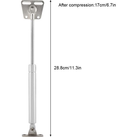 Manilla hidráulica para puertas – soporte de resorte de gas para armarios de cocina de aleación de zinc – se fija con 5 tornillos – longitud total 28,8 cm – longitud comprimida 17 cm – apta para puert (1/5)