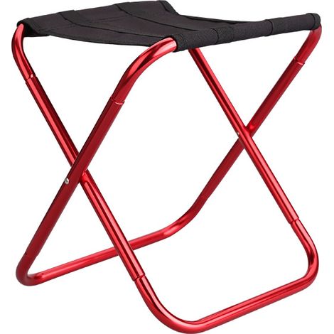 Outdoor-Campingstuhl, goldener Klappstuhl aus Aluminiumlegierung, mit Tasche, Hocker, Sitz, Angeln, Camping (rot)