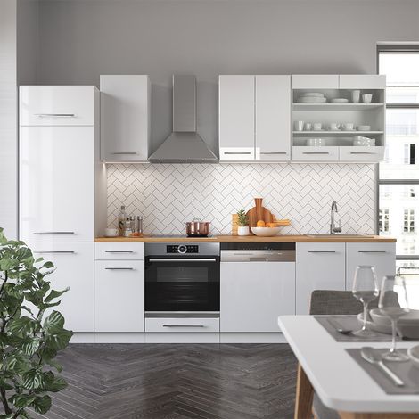 Cucina componibile Fame-Line, Bianco, 300 cm senza piano di lavoro, Vicco (1/5)