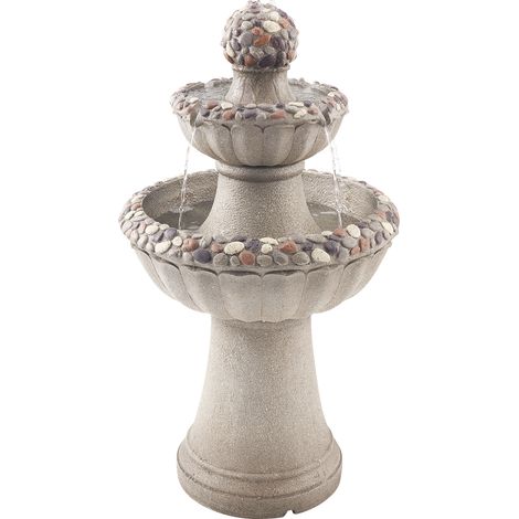 VEVOR Fontana da Esterno, Fontana e Cascata da 480 x 480 x 927 mm, Fontane in Fibra di Vetro e Resina a 2 Livelli con Base in Roccia da Pavimento e Pompa, per Esterni, Interni, Giardino, Casa
