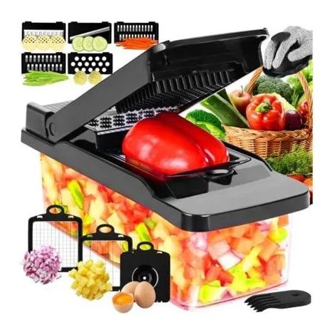 Coupe-légumes multifonctionnel – Lames en acier inoxydable 420 – Hachoir manuel pour trancher, râper et découper en dés – Capacité 1 (1/5)