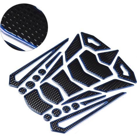 Autocollant de protection pour réservoir moto universel - Antidérapant avec bordure bleue (1/5)