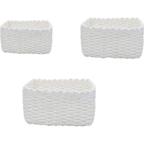 royaluxe - Paniers de Rangement Blanc en Papier Écologique Lot de 3 pour Placard Chambre Décoration, (1/5)
