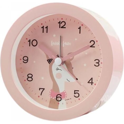 Réveils pour chambre à coucher, réveil rond en forme de cerf avec veilleuse, décoration pour la maison et le bureau (rose) (1/5)