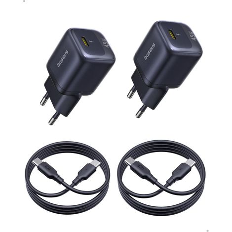 Chargeur USB C 45W, Lot de 2 Chargeurs Rapides GaN, Adaptateur Secteur PPS PD pour iPhone 17/16/15 Pro Max, Samsung Galaxy S25 Ultra/S24, iPad, MacBook, Pixel (Câble USB-C de 1 m Inclus) (1/5)