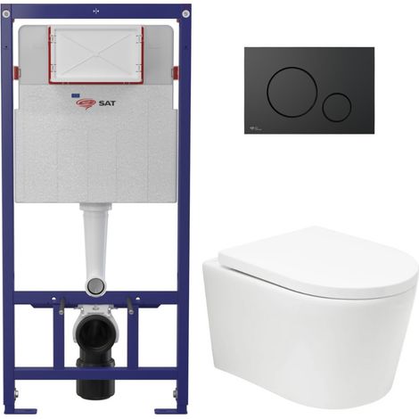 Pack WC Telaio ECO 2L SAT + WC sospeso SAT + placca nero opaco (STESTBRWT02-IN)