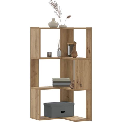 Corner Bookcase 3-Tier Artisian Oak 50x50x102 cm Engineered Wood vidaXL (1/5)