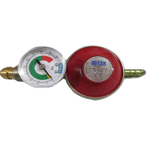 Propane Regulator with G7 Nut Inlet & Gauge -  Calor Gas Hand Wheel BBQ