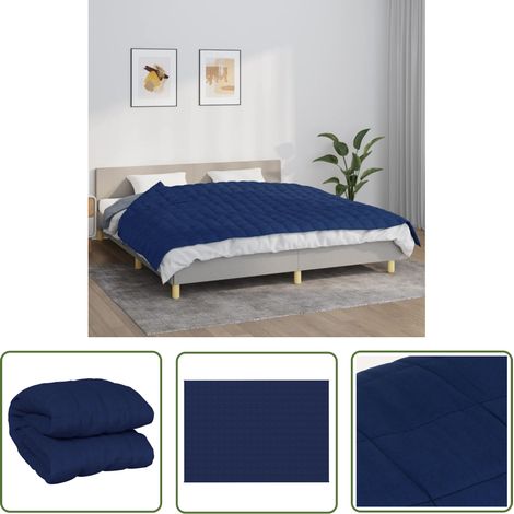 The Living Store Couverture lestée Bleu 155x220 cm 7 kg Tissu - Couverture Lestée - Couverture Poids - Sommeil Profond - Relaxation - Stress (1/6)