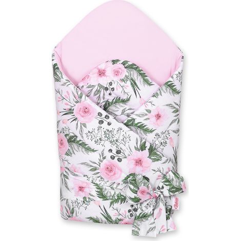 Fascia porta bebè 2 in 1 con laccio, rigida e morbida - peonie rosa