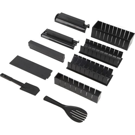 Set mit 10 Sushi-Utensilien zur Zubereitung von Reisrollen, inklusive Sushi-Gabel und -Wender für die heimische Küche. (1/5)