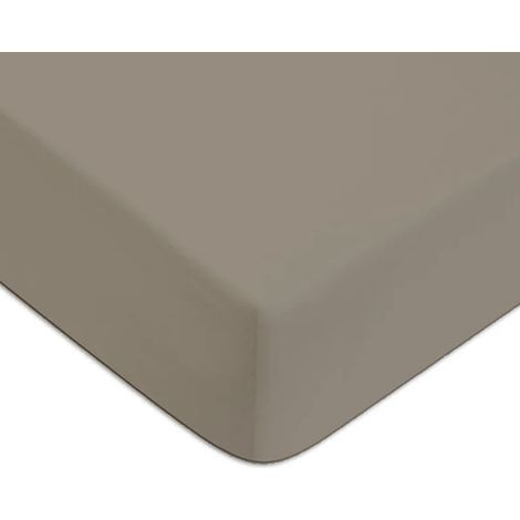Drap housse en coton 57 fils uni bonnet 25cm vison 140x190cm
