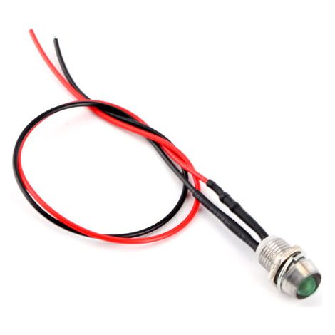 QORVA- 4 pièces 12v 8mm LED panneau pilote tableau de bord voyant d'avertissement lampe voiture Van vert (1/5)