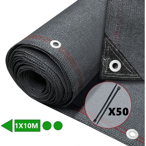 VOUNOT Malla Sombreo y Ocultación 1×10m, Valla Privacidad HDPE 230g/m², Antracita