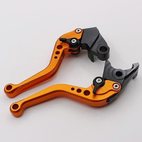 Convient aux motos Kawasaki VERSYS1000, levier de klaxon réglable en alliage d'aluminium pour guidon de frein et d'embrayage modifié (tige courte orange) (1/5)