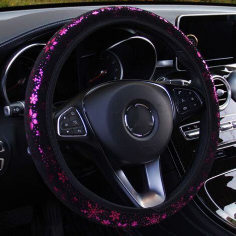 (Purple) Car Steering Wheel Cover for Women Cute Snowflake Shiny Non-Slip 38cm / 15in (1/5)